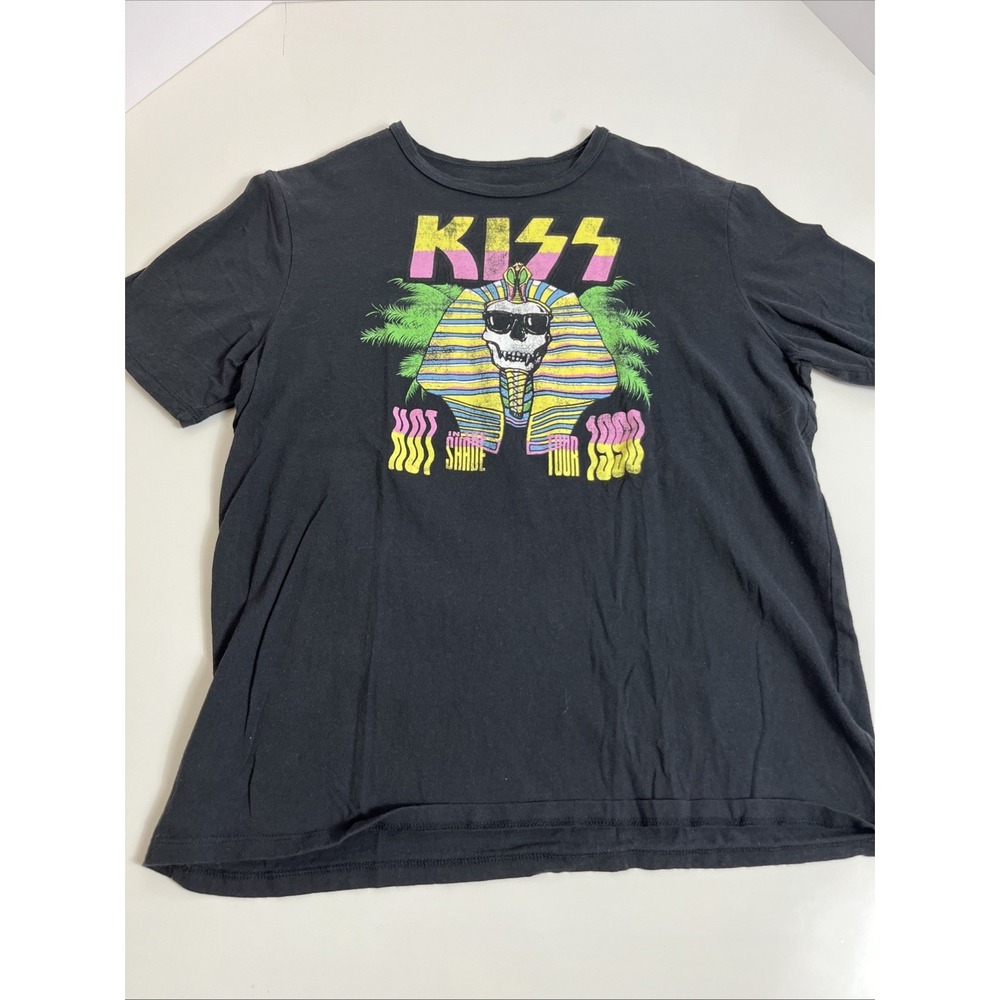 KISS Hot In The Shade Tour 1990 Graphic T-Shirt Black Rock Band Setlist Tee